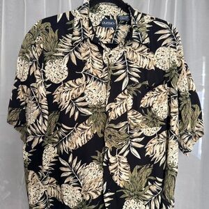 Puritan Men's Tropical Black and Cream Shirt
